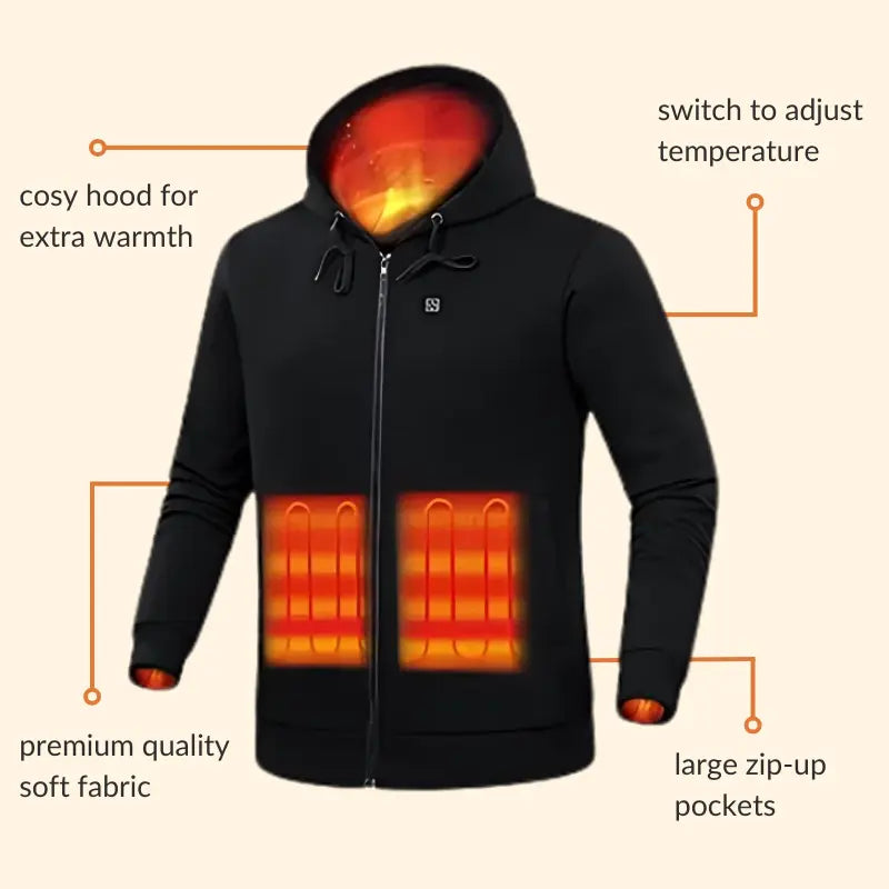 Unisex Heated Zip-Up Hoodie