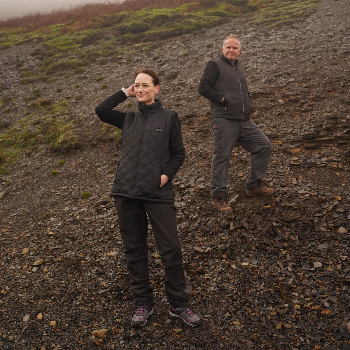 Person wearing ToastyBody heated clothing outdoors